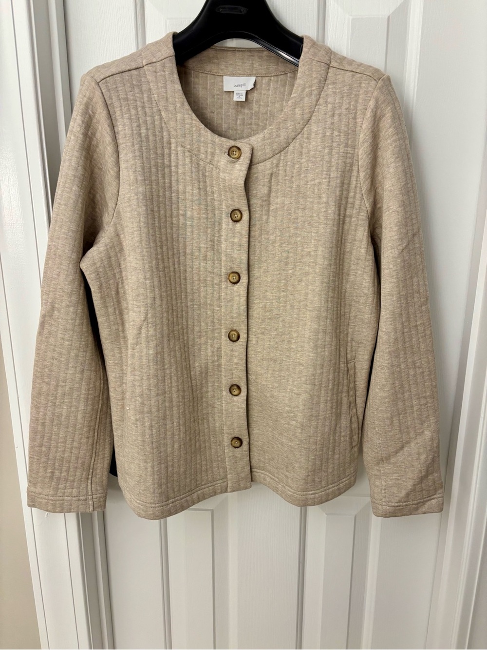 J Jill Quilted Button-Front Sweater Jacket